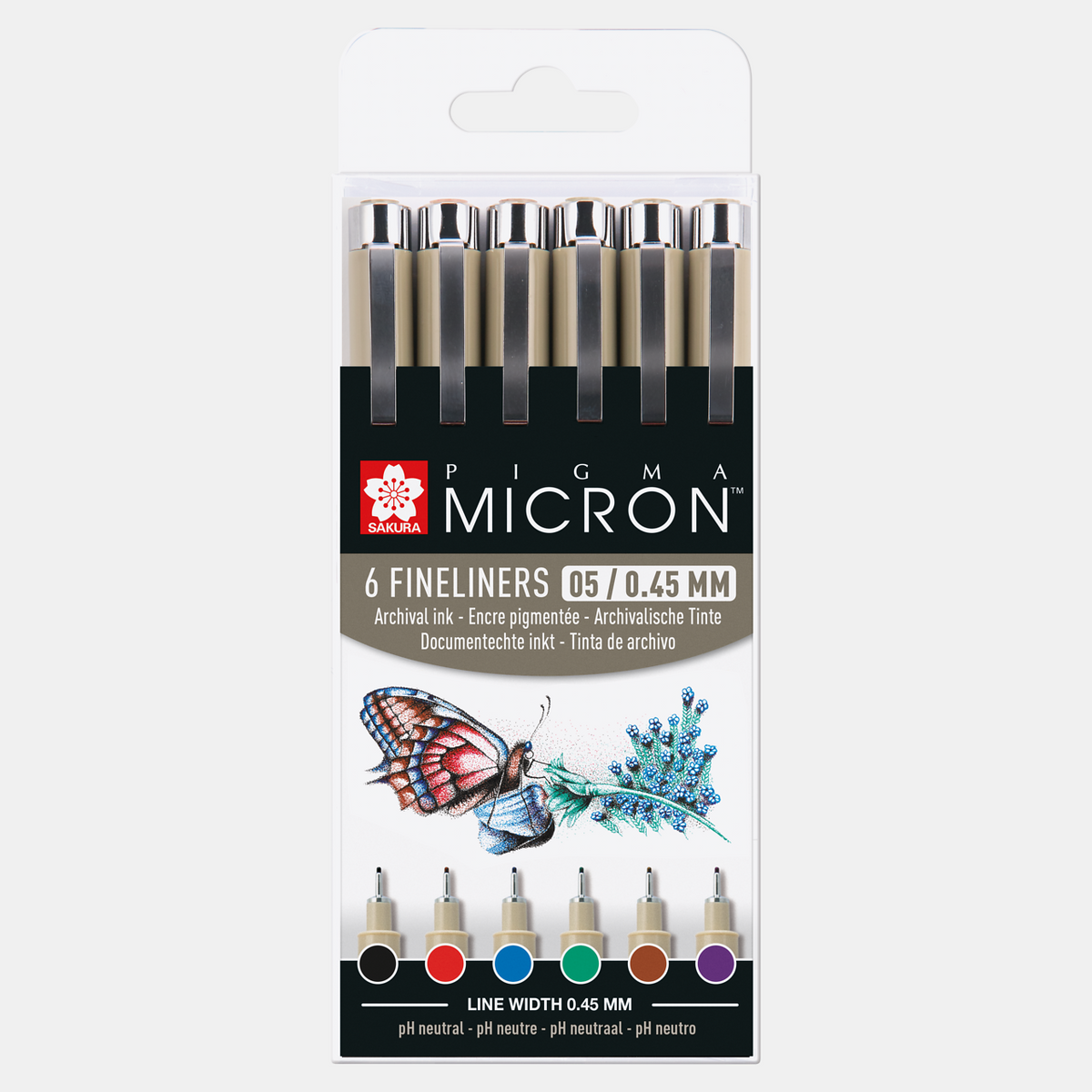 Sakura Pigma Micron 05 fineliner 0,45 mm – set da 6 colori