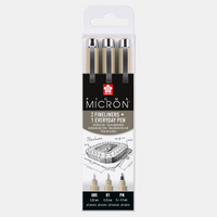 Set di penne tecniche SAKURA Pigma Micron Architettura 3 pz - 005, 01, PN Black