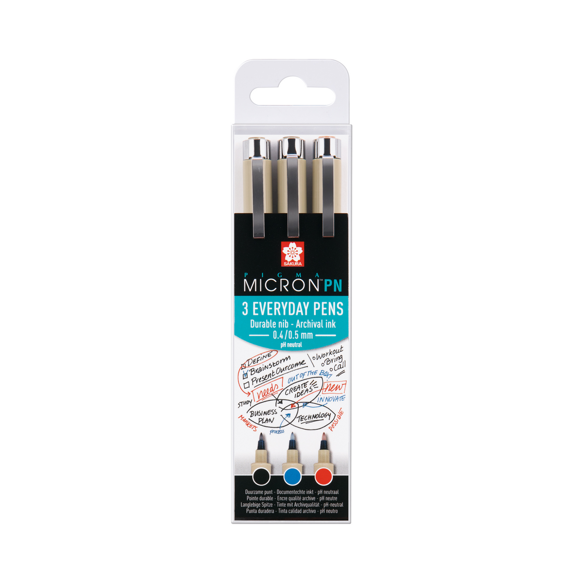SAKURA Pigma Micron PN fineliner set 3 pz - Black, Blue, Red
