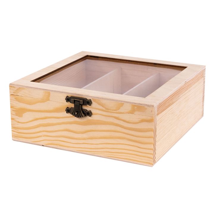 Scatola di legno con serratura e 3 scomparti ROSA TALENT 20x20x8 cm