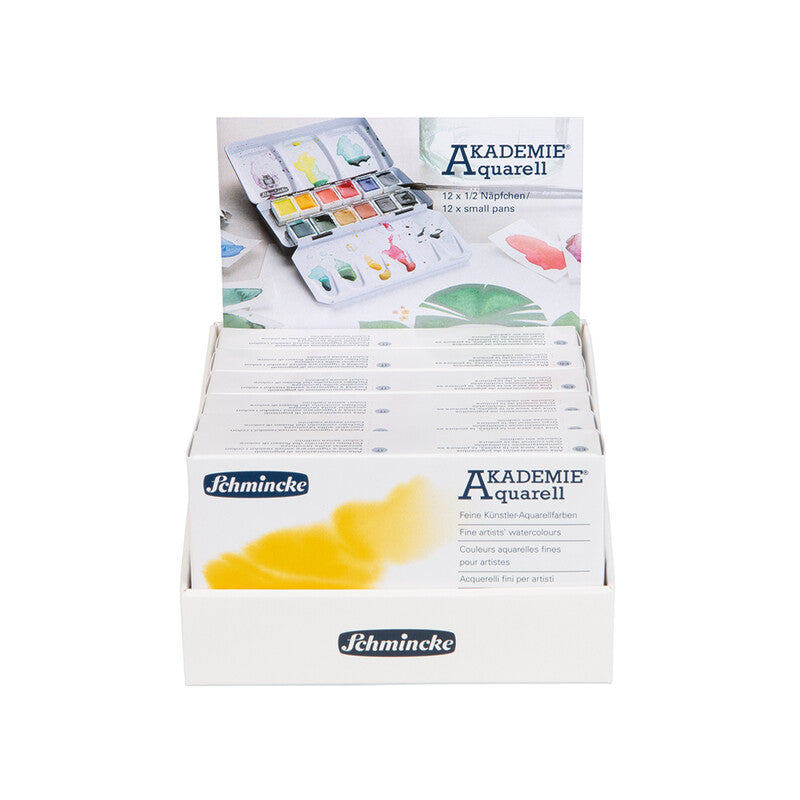 Scatola di metallo vuota Schmincke AKADEMIE Aquarell per 12 mezzi godet