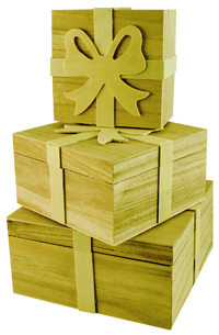 Scatole in legno Pentart, set da 3 pz, 16 x 16 x 8 cm