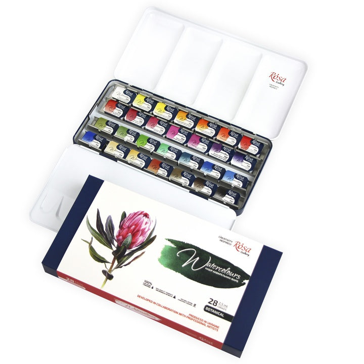 Set acquerelli ROSA GALLERY Botanical 28 colori vista dall'alto