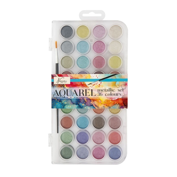 Set acquerello metallizzato Nassau 36 pezzi + pennello