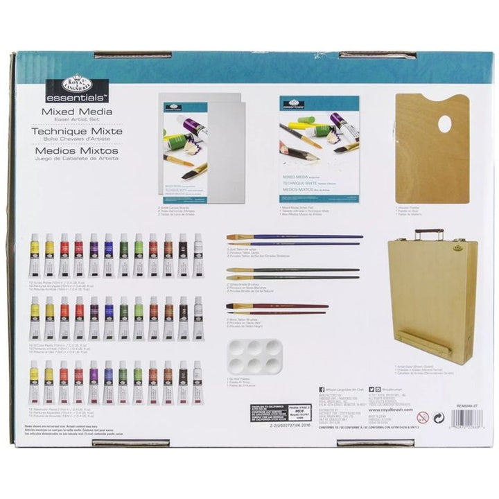 Set artistico a tecnica mista in valigetta di legno, 48 pezzi