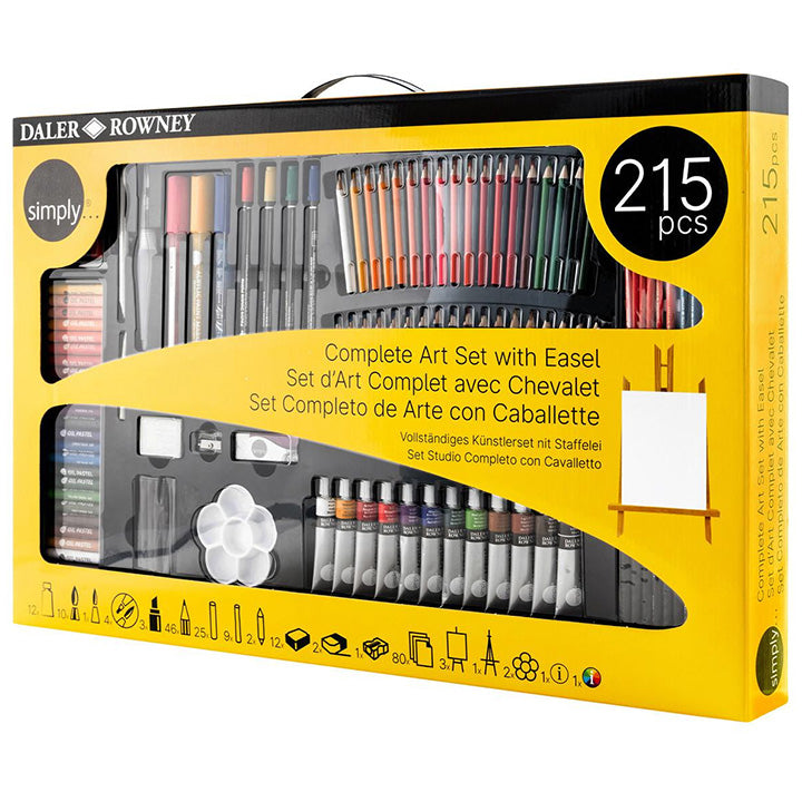 Set artistico Daler-Rowney con tela e cavalletto | 215 pezzi