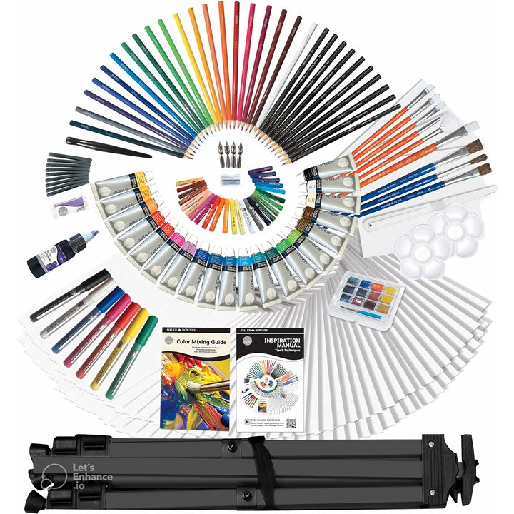 Set artistico di grandi dimensioni Daler-Rowney con cavalletto da 200 pezzi