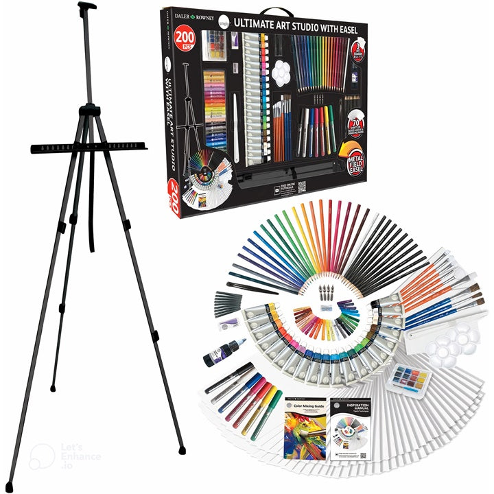 Set artistico di grandi dimensioni Daler-Rowney con cavalletto da 200 pezzi