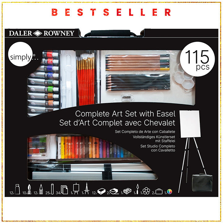 Set artistico grande Daler-Rowney con cavalletto/ 115pezzi