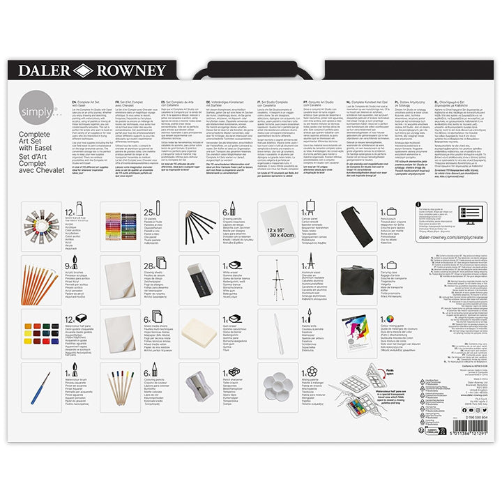 Set artistico grande Daler-Rowney con cavalletto/ 115pezzi
