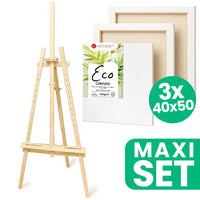 Set cavalletto da studio ARTMIE e 3 tele da dipingere ECO 40x50 cm