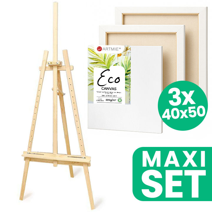 Set cavalletto da studio ARTMIE e 3 tele da dipingere ECO 40x50 cm