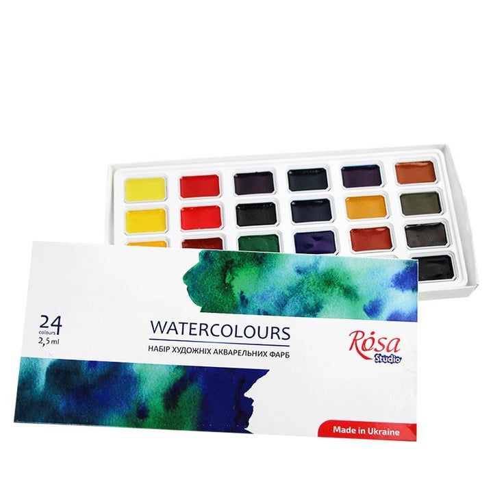Set acquerelli ROSA STUDIO 24 colori in godet interi da 2,5 ml