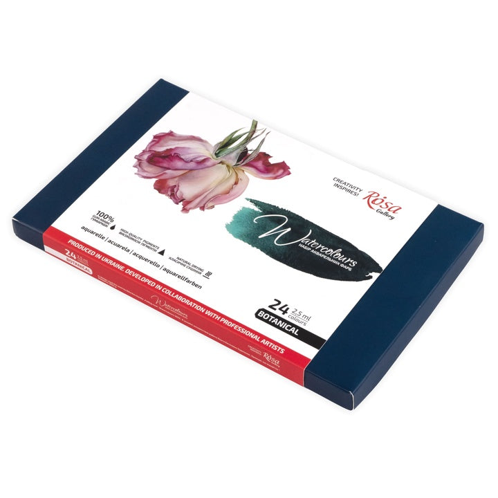 Set acquerelli ROSA GALLERY Botanical, 24 colori in godet interi