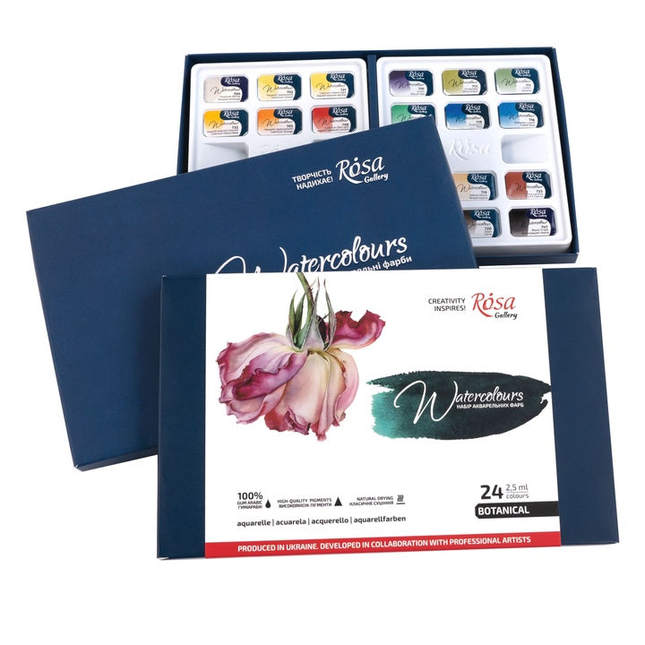 Set acquerelli ROSA GALLERY Botanical, colori vivaci in godet