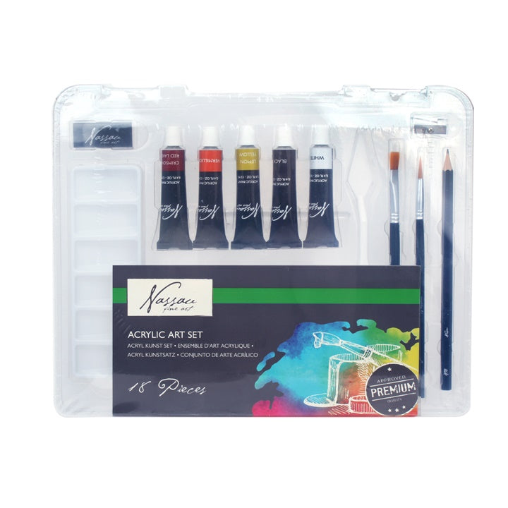 Set colori acrilici Nassau Fine Art in scatola – 18 pezzi