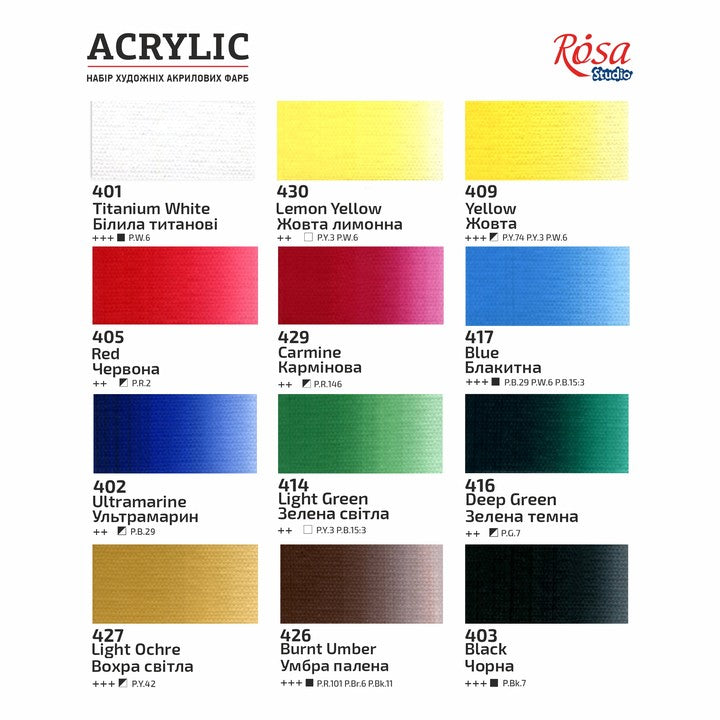 Colori acrilici ROSA STUDIO, set professionale per pittura