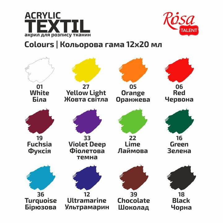 Set colori acrilici per tessuti ROSA TALENT, colori vivaci per decorare stoffe