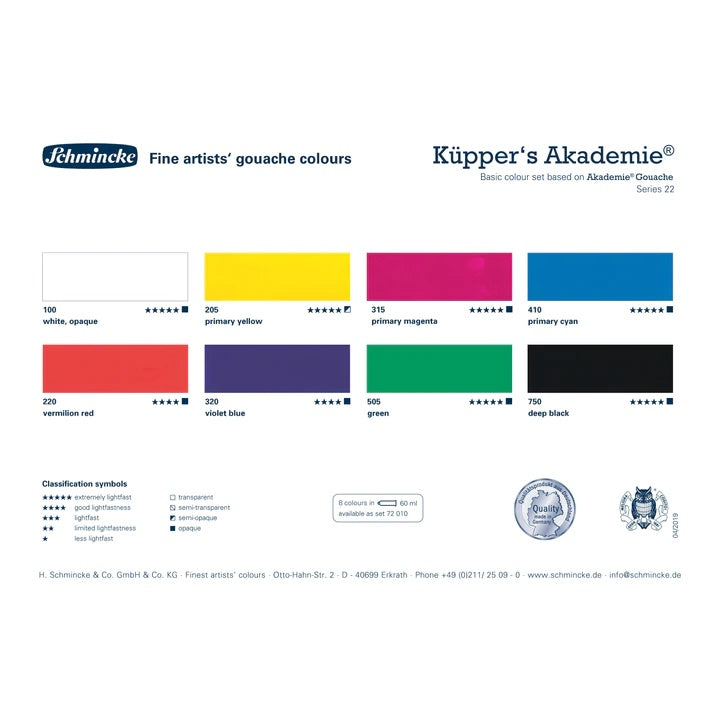 Set di colori a guazzo base Schmincke AKADEMIE 8 x 60 ml — immagine 2