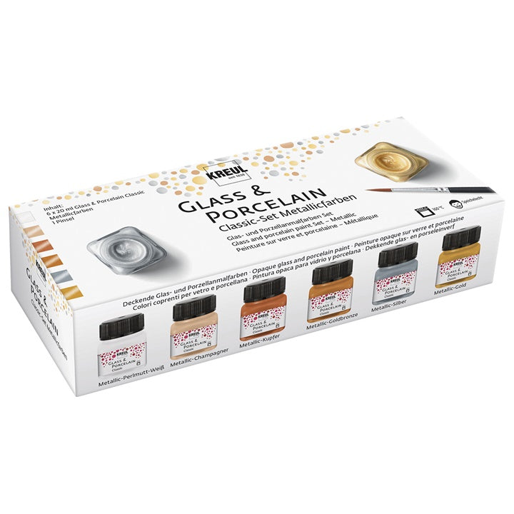 Set colori per vetro e porcellana KREUL metallic 6 x 20 ml