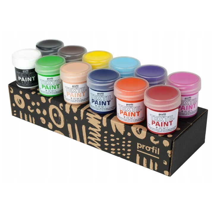 Set di colori per tessuti chiari Profil - tonalità base 12 x 25 ml