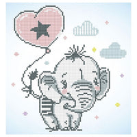 Set con perline Diamond Painting - Elefante con palloncino 28 x 30