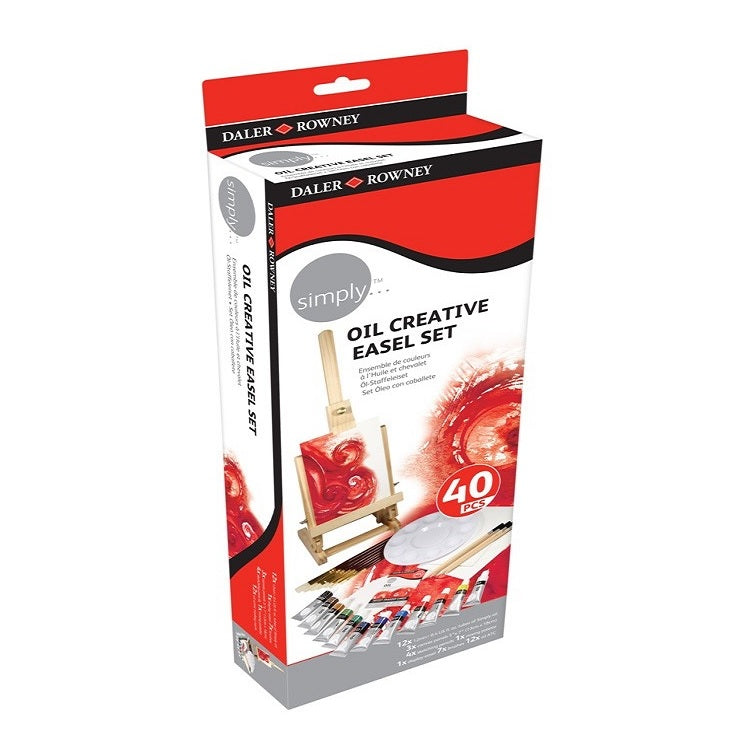 Set creativo ad olio con cavalletto Daler-Rowney Simply - 40 pezzi