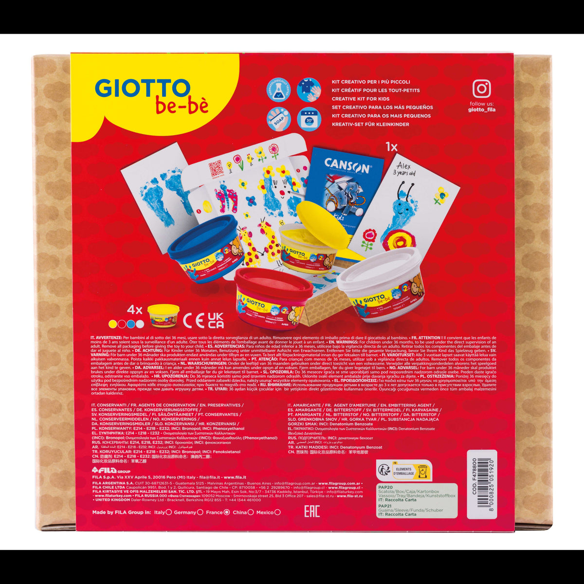 Set creativo GIOTTO be-bè My Little Feet per impronte di mani e piedini – 5 pz