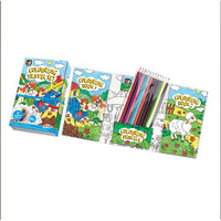 Set da viaggio per bambini da colorare con 2 libri e 12 matite