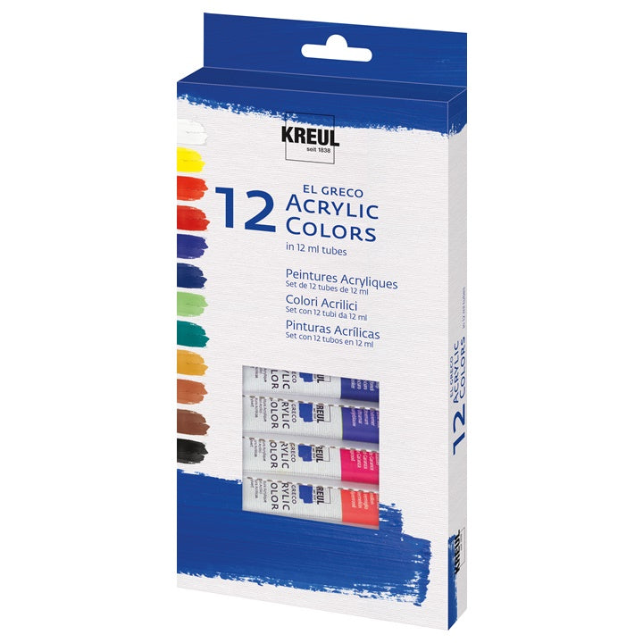 Set dei colori acrilici El Greco 12 x 12 ml