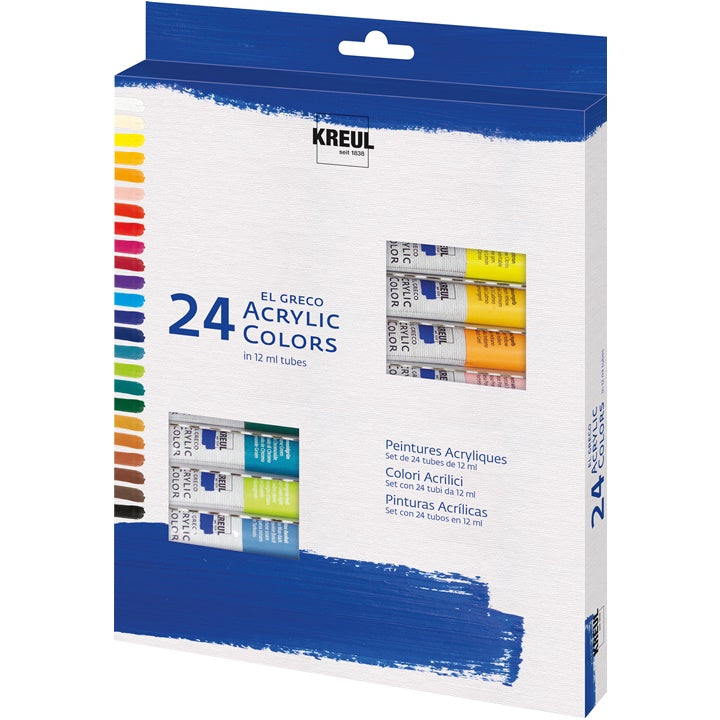 Set dei colori acrilici El Greco 24 x 12 ml
