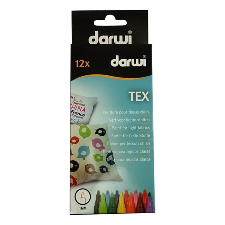 Set dei pennarelli per tessuti DARWI TEX 12 x 3mm