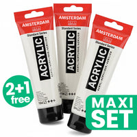 Set di 3 vernici acriliche Amsterdam - 2 + 1 in omaggio | Bianco titanio