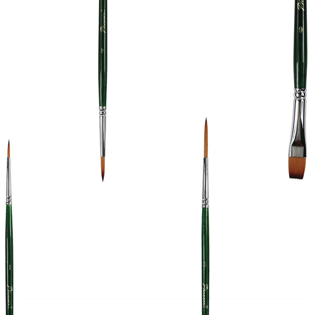 Set di 4 pennelli Phoenix in nylon marrone