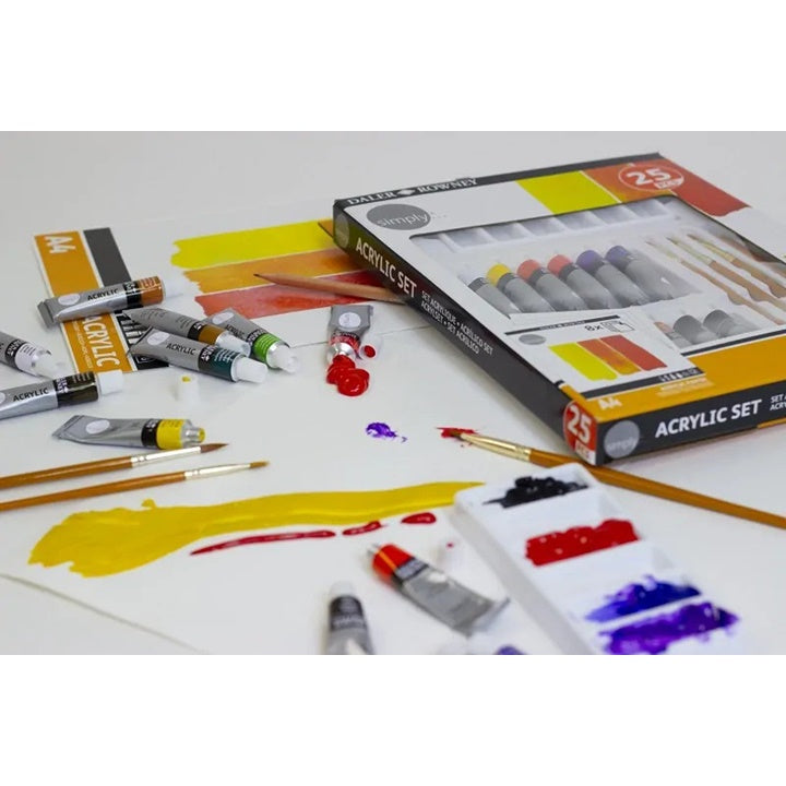 Set di acrilici Daler Rowney con accessori 25 pezzi