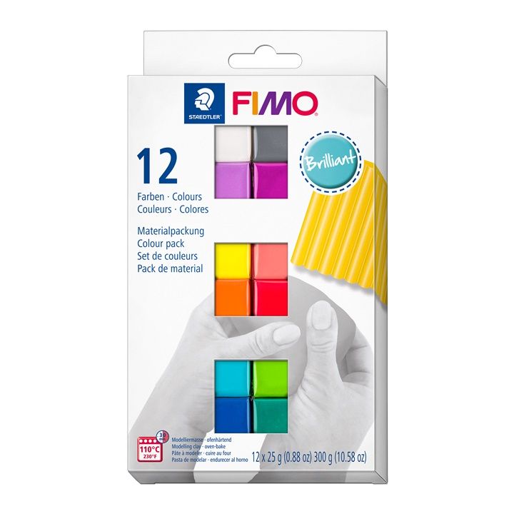 Set di argilla polimerica morbida FIMO, colori brillanti 12x25g
