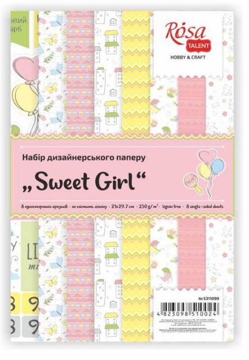 Set di carte per scrapbooking Sweet Girl 21 x 29.7 cm — immagine 1
