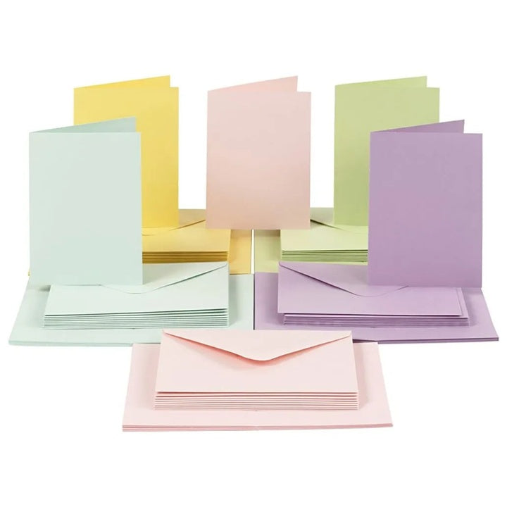 Set di cartoline e buste pastello 10,5x15 cm - 50 pz.