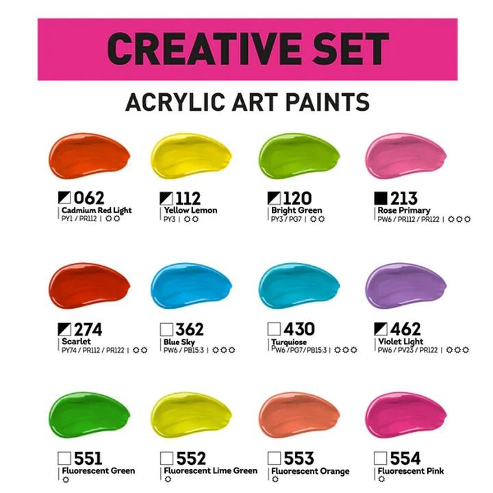 Set di colori acrilici ACRYL PRO CREATIVE