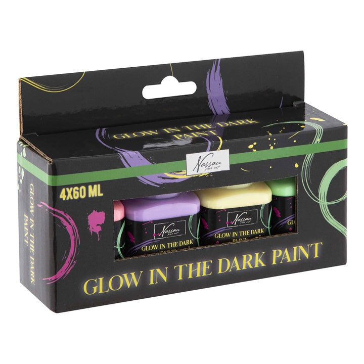 Set di colori acrilici fosforescenti Nassau 4 x 60 ml