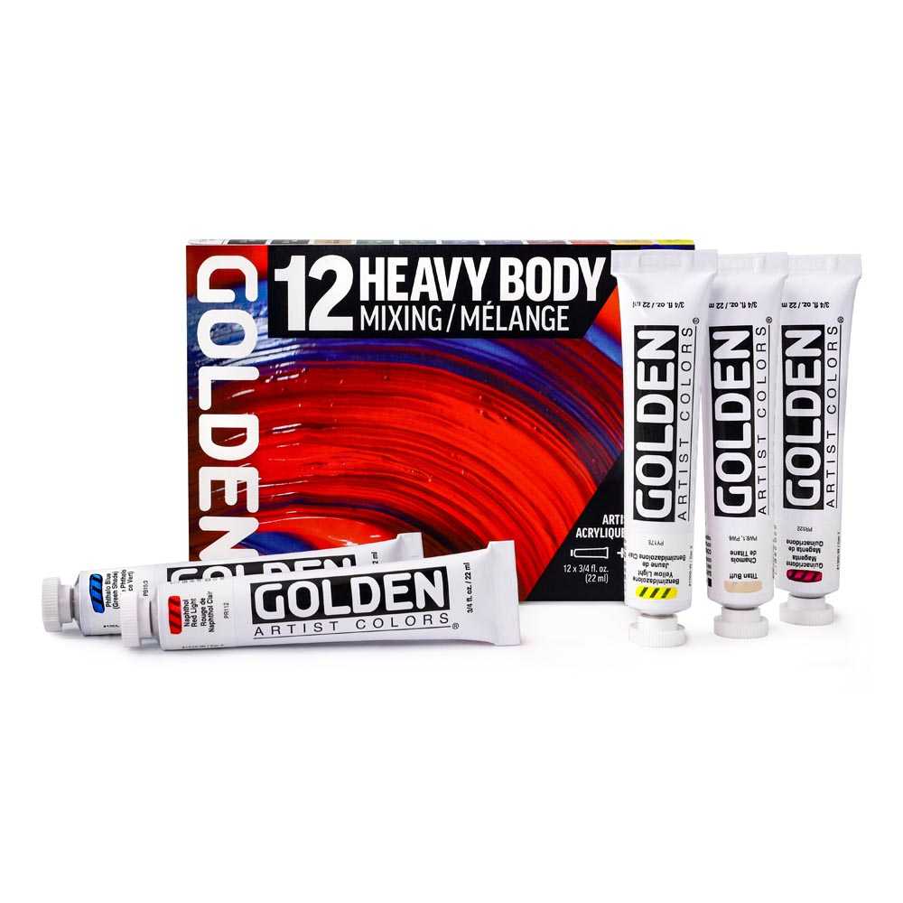Set di colori acrilici GOLDEN Heavy Body Mixing 12 x 22 ml