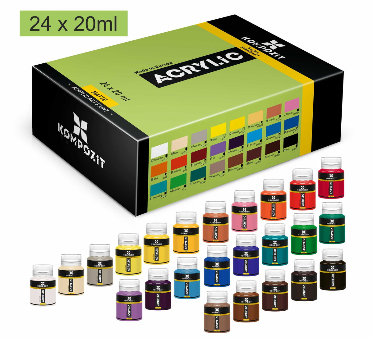 Set di colori acrilici Kompozit STANDART 24 x 20 ml