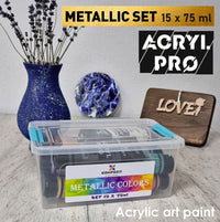 Set di colori acrilici metallici ACRYL PRO Kompozit 15x75 ml