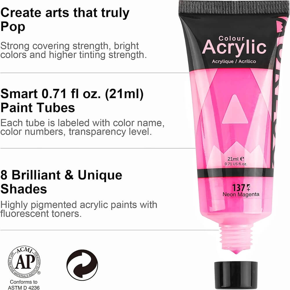 Set di colori acrilici neon Phoenix 8 x 21 ml