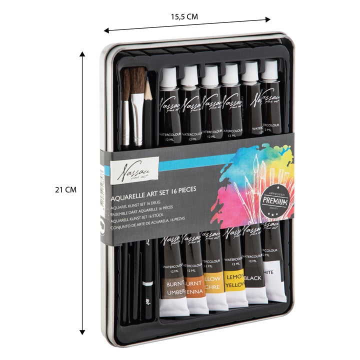 Set di colori ad acquerello Nassau Fine Art – 16 pezzi