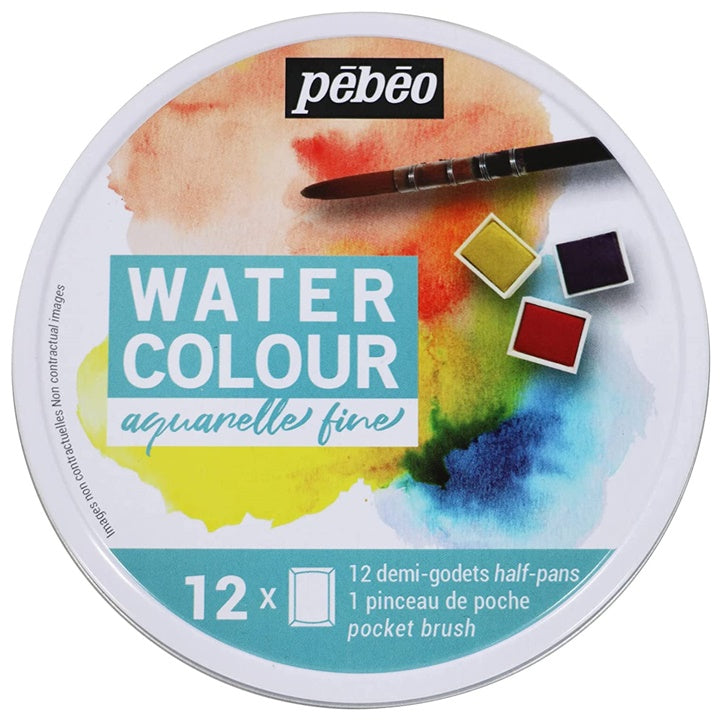 Set di colori ad acquerello Pebeo in una scatola di metallo: scegli un set – 12 pz