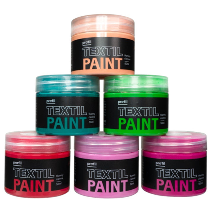 Set di colori per tessuti scuri Profilo - Wild Rose 6 x 50 ml