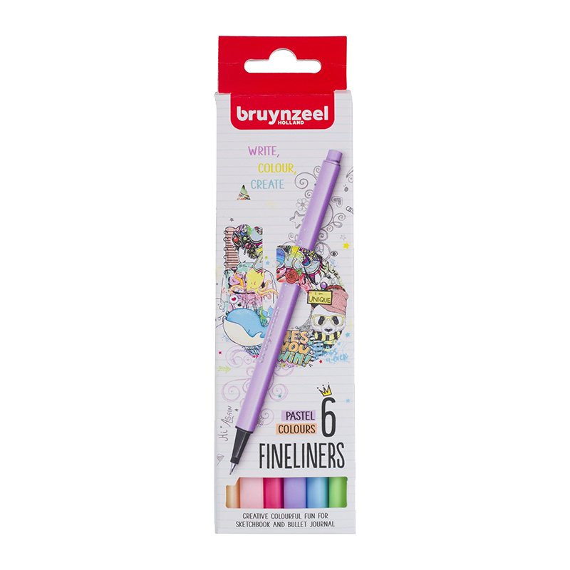 Set di fineliner Bruynzeel Fineliner Pastel - 6 pz / 0,4 mm
