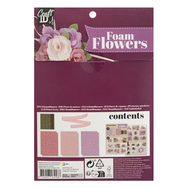 Set di fiori di schiuma fai da te in viola e bianco