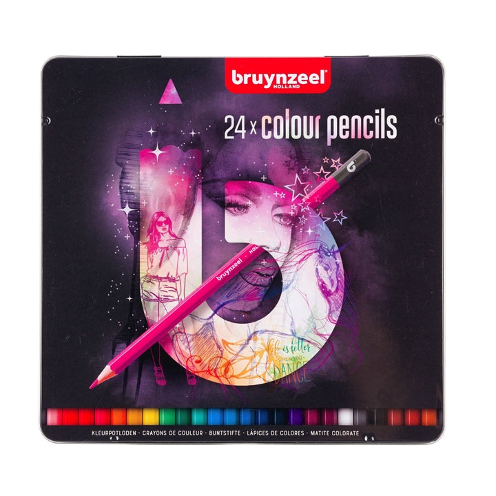 Set di matite colorate in una scatola di latta bruynzeel - rosa – 12 pz